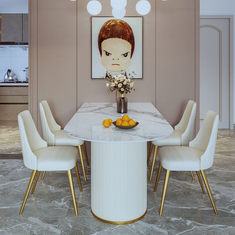 Sintered Stone Top White Table for Restaurant Modern Dining Table with Double Pedestal Clearhalo 'Dining Tables & Seating' 'Dining Tables' 'dining_table' 'furn' 'furn_dining_table' 'Furniture' 'furniture_dining_table' 'Kitchen & Dining Furniture' 'kitchen' 'kitchen_dining_table' 1200x1200_1ff97561-990a-4f1b-8fe9-72b34ba809ec