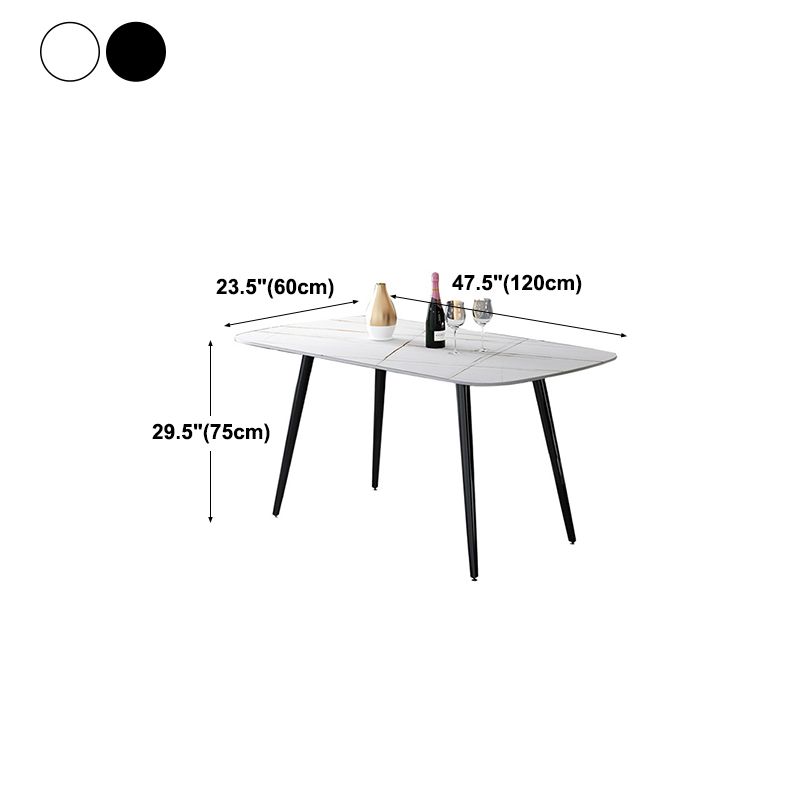 Rectangle Stone Dining Table Modern Dining Table with 4 Black Legs Clearhalo 'Dining Tables & Seating' 'Dining Tables' 'dining_table' 'furn' 'furn_dining_table' 'Furniture' 'furniture_dining_table' 'Kitchen & Dining Furniture' 1200x1200_1ff97a79-2e18-44dc-8fca-283a833dfaf7