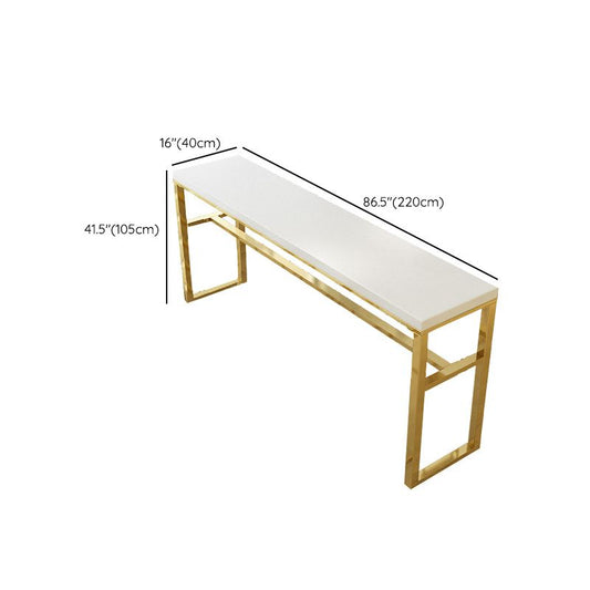 長方形のバーハイイトテーブルホワイトウッドトップパブテーブルと金属ベース