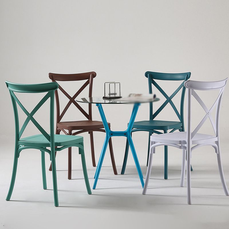 Modern Style Plastic Dining Chair of 17'' Wide Cross Back Side Chair for Kitchen Clearhalo ' kitchen&dining_furn' 'Dining Chairs' 'Dining Tables & Seating' 'dining_chair' 'furn' 'furn_dining_chair' 'Furniture' 'furniture_dining_chair' 'Kitchen & Dining Furniture' 'kitchen' 1200x1200_1ffe2a52-fdcd-4905-ab39-c0e581ce6945