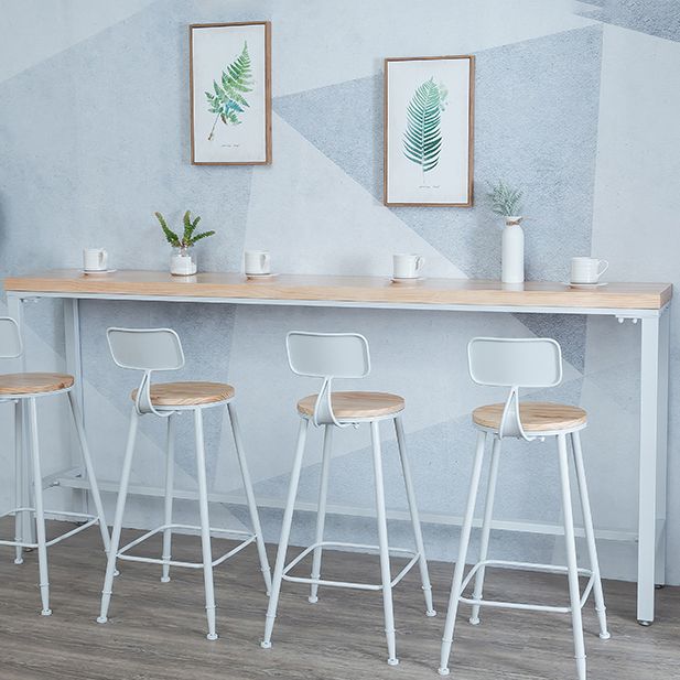 Tabella del bistrot industriale telaio in metallo bianco tavolo da top in legno naturale