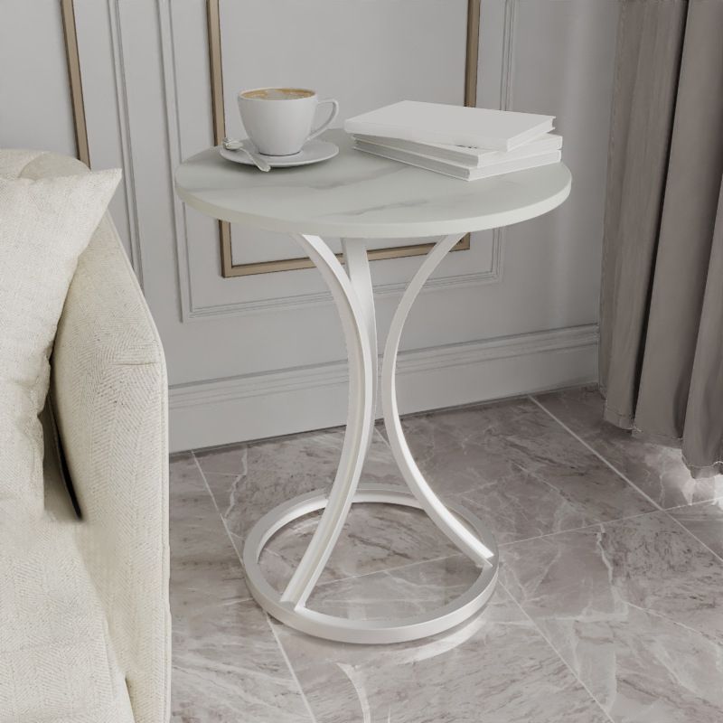 モダンスレートラウンドサイドエンドテーブルフレームベースタイプソファテーブル