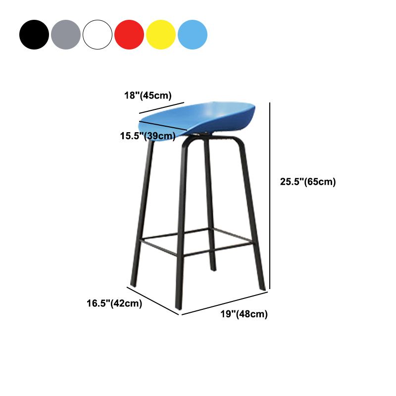 Modern Backrest Armless Counter Stool Plastic Bar Stool with Metal 4 Legs Clearhalo 'Bar Furniture' 'Bar Stools' 'bar_stools' 'furn' 'furn_bar_stools' 'Furniture' 'Kitchen & Dining Furniture' 1200x1200_1fff0d90-288f-45f6-b9dd-391867907e12