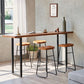 Ensemble de Table de pub rectangulaire industrielle, comptoir en bois avec tabourets hauts, 1/2/4/5 pièces