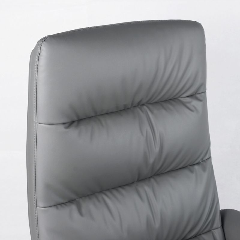 Silla de altura de los gerentes de espalda de espalda silla de oficina de cuero en gris con ruedas