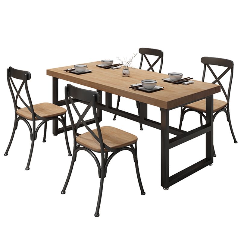 Industrial Rectangle Dining Table Pine Solid Wood Table with Black Trestle Base for Home Use Clearhalo ' dining_table' 'Dining Tables & Seating' 'Dining Tables' 'furn' 'furn_dining_table' 'Furniture' 'furniture_dining_table' 'Kitchen & Dining Furniture' 'kitchen&dining_furn' 'kitchen' 'kitchen_dining_table' 1200x1200_2001b25b-d637-4465-9e32-7f5dfb0935b3