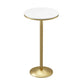 Mesa de pub de mármol sintético, mesa de bar de cócteles en blanco glamuroso con pedestal de metal