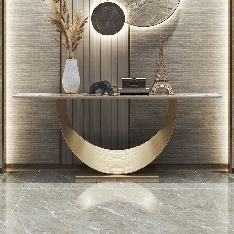 Glam Rectangle Console Accent Table Stone Console Sofa Table for Hall