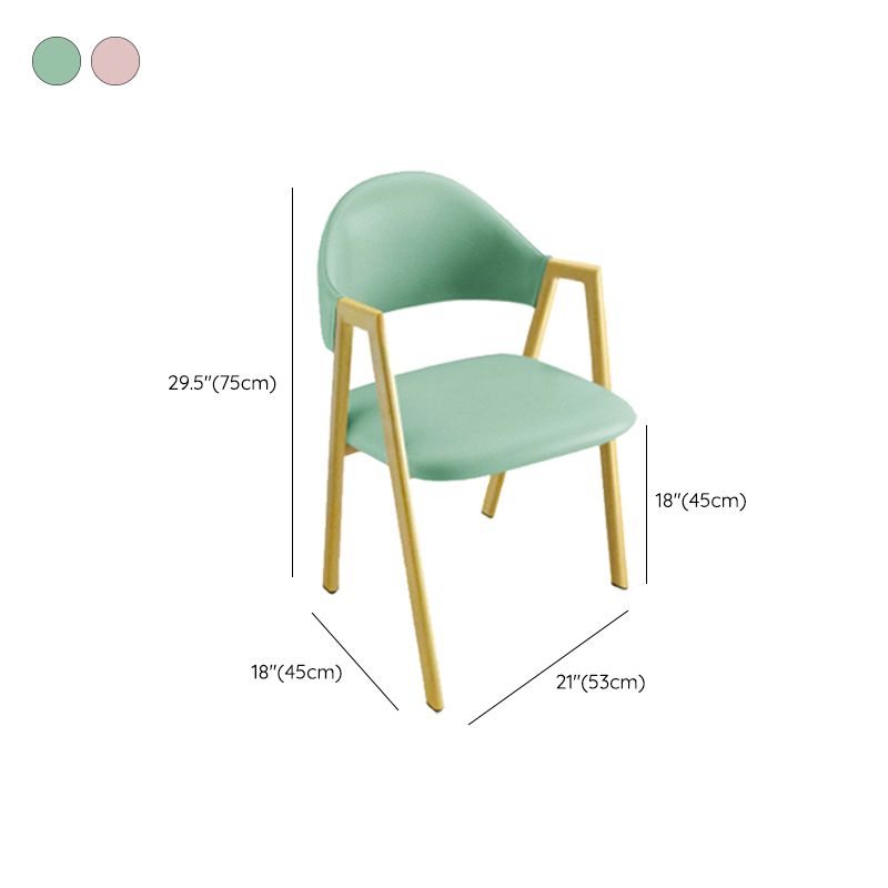 Upholstered Dining Chair Glam Open Back Dining Chair with Metal Legs