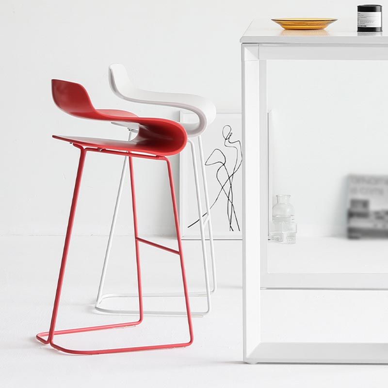 Nordic Simple Low Back Barstool Indoor Iron Tall Stool with Plastic Seat Clearhalo 'Bar Furniture' 'Bar Stools' 'bar_stools' 'furn' 'furn_bar_stools' 'furniture_bar_stools' 'Kitchen & Dining Furniture' 'kitchen&dining_furn' 'kitchen' 'kitchen_furn' Furniture' 1200x1200_2003c9c1-70e7-4305-a07c-8d7b03ada264