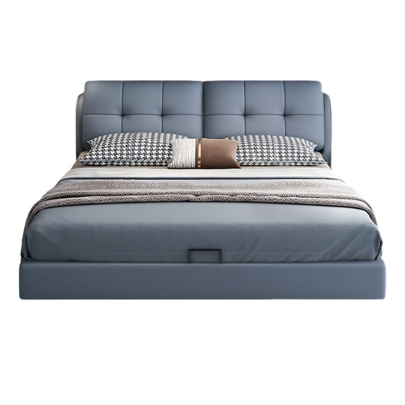 Contemporary Faux Leather Standard Bed, Rectangular Upholstered Headboard Bed Clearhalo 'Bedroom Furniture' 'Beds' 'furn' 'furn_beds' 'Furniture' 1200x1200_2004cf55-0452-4b45-98bd-e6557ae1ef30
