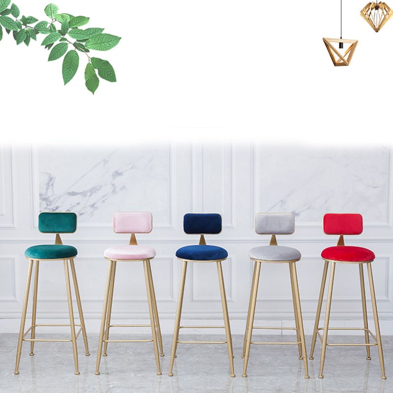 Scandinavian Footrest Bar Stools Fabric Round Seat Barstool with 4 Gold Iron Legs Clearhalo 'Bar Furniture' 'Bar Stools' 'bar_stools' 'furn' 'furn_bar_stools' 'Furniture' 'Kitchen & Dining Furniture' 1200x1200_2005b1c6-7565-4b63-b782-3a2d89cb4cd7