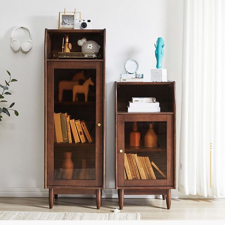 17.7 "brede massief houten accentkast 1 - plank en 1 - deurglas in paned borst