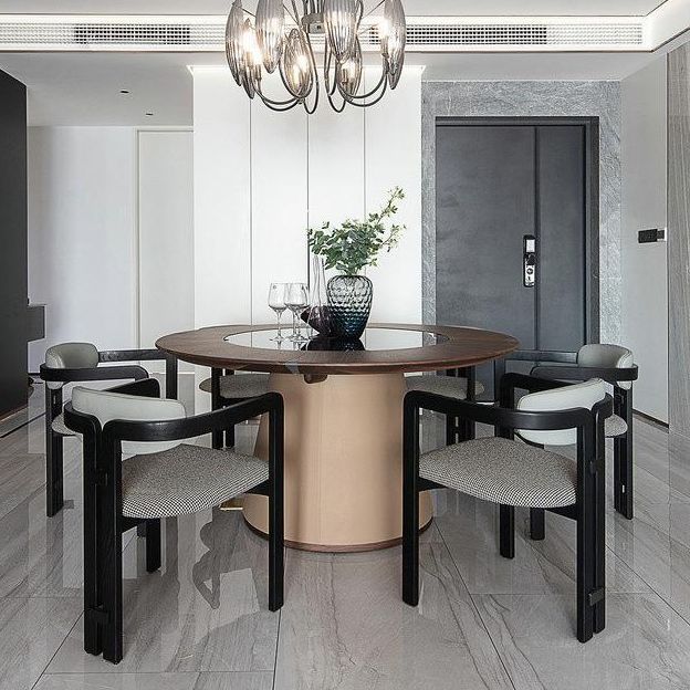 Upholstered Dining Chairs Contemporary Arm Chairs with Wood Base Clearhalo 'Dining Chairs' 'Dining Tables & Seating' 'dining_chair' 'furn' 'furn_dining_chair' 'Furniture' 'Kitchen & Dining Furniture' 1200x1200_200774b8-deba-4e22-b9f7-148eb73595da