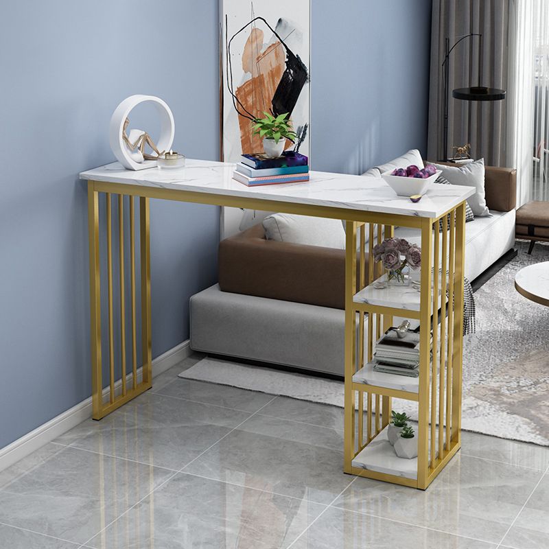 Marble Color Top Bar Table 42-inch Height Glam Style Bistro Table Clearhalo 'Bar Furniture' 'Bar Tables' 'bar_tables' 'furn' 'furn_bar_tables' 'Furniture' 'Kitchen & Dining Furniture' 1200x1200_200b230e-f384-4c8a-8324-8ac8ade04b1d