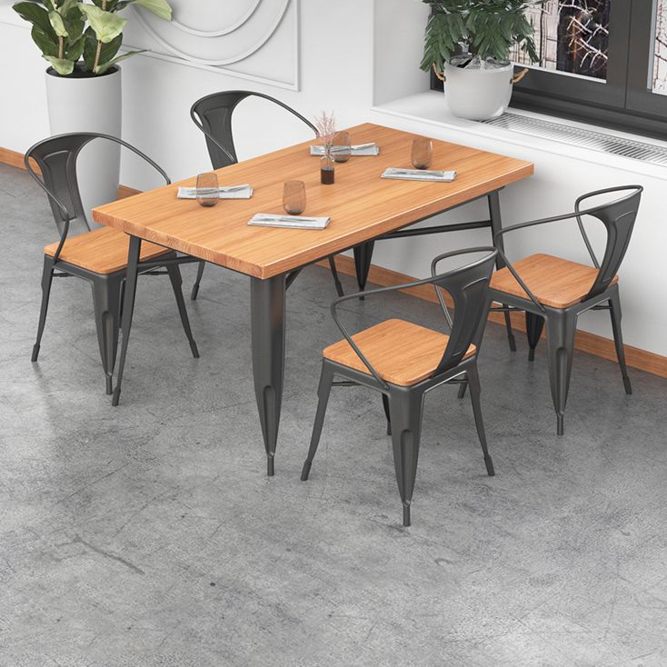 Solid Wood Dining Table Industrial 4 Legs Dining Table with Metal Base Clearhalo ' dining_table' 'Dining Tables & Seating' 'Dining Tables' 'furn' 'furn_dining_table' 'Furniture' 'furniture_dining_table' 'Kitchen & Dining Furniture' 'kitchen&dining_furn' 'kitchen' 'kitchen_dining_table' 1200x1200_200bb1c6-80ed-497d-8822-e3de9abd66a9