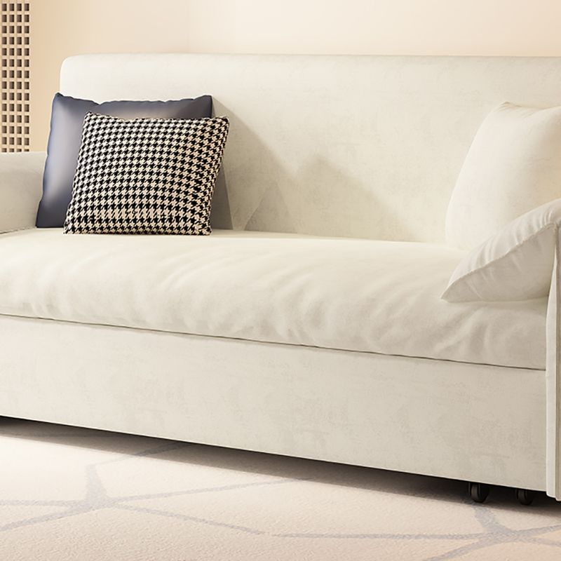 Faux Leather Sofa Bed Convertible with Storage Sofa in Beige