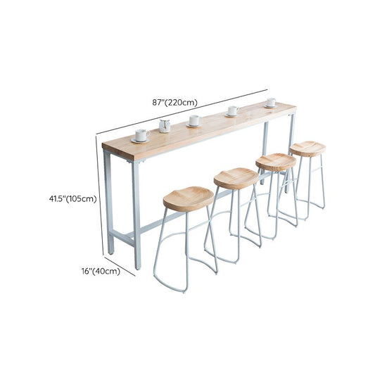 Brown Solid Wood Bar Table White Legs and Metal Base Bar Table