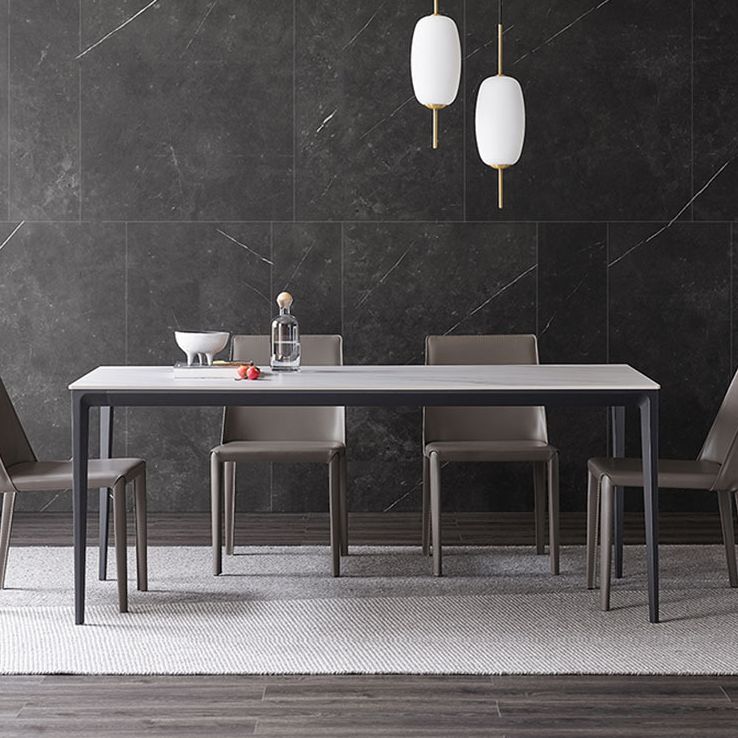 Modern Style Sintered Stone Dining Table White Rectangle Table with 4 Legs for Kitchen Clearhalo ' dining_table' 'Dining Tables & Seating' 'Dining Tables' 'Furniture' 'furniture_dining_table' 'Kitchen & Dining Furniture' 'kitchen&dining_furn' 'kitchen' 'kitchen_dining_table' 1200x1200_200f63bf-4ceb-4820-b9b4-337f41dc3202