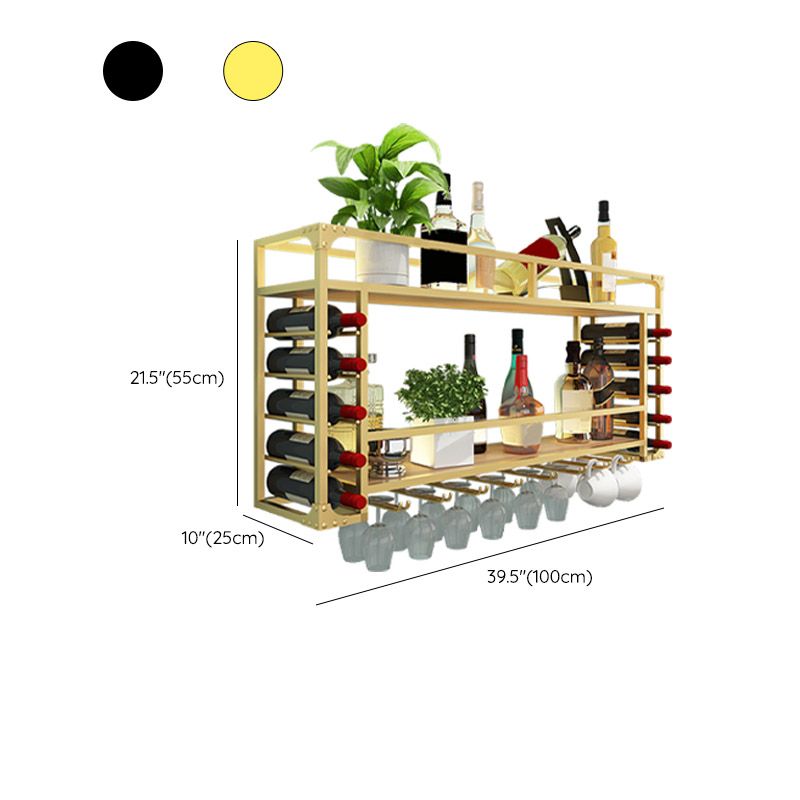 Iron Wine Rack Modern Style Wall Mounted Wine Holder Rack with Shelf Clearhalo 'furn' 'furn_wine_racks' 'Furniture' 'Kitchen & Dining Furniture' 'Wine Racks' 'wine_racks' 1200x1200_200fb28e-d301-4542-80d4-fc52049d40a0
