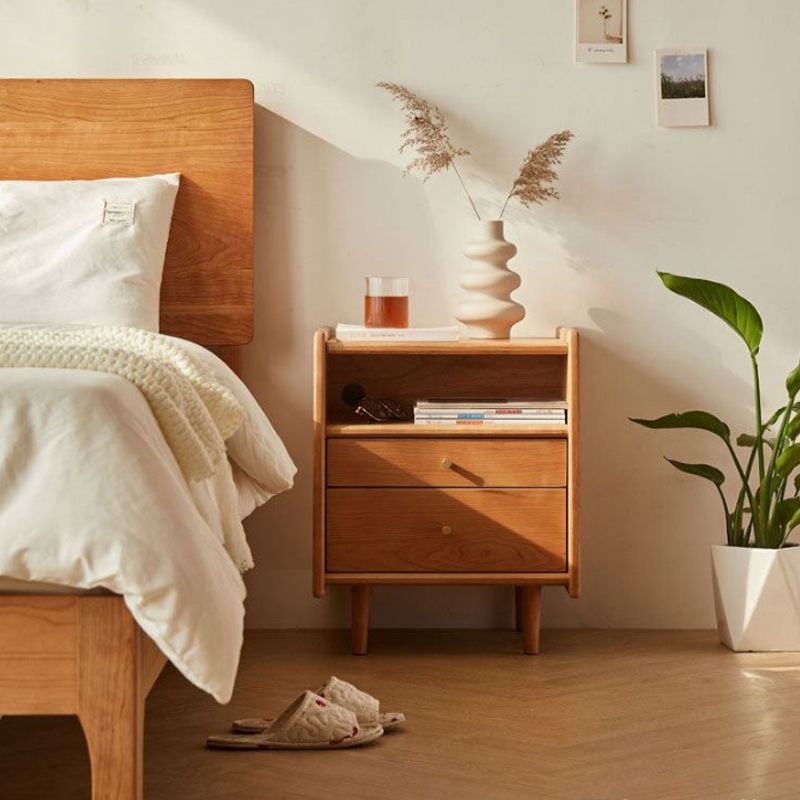ベッドルーム用の現代的なベッドサイドキャビネットソリッドウッドナイトテーブル