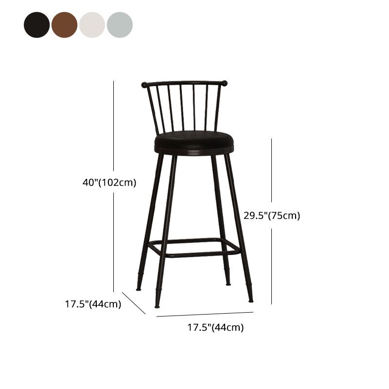 Industrial Armless Backrest Counter Stool Steel Bar Stool with Leather Cushion Clearhalo 'Bar Furniture' 'Bar Stools' 'bar_stools' 'furn' 'furn_bar_stools' 'Furniture' 'furniture_bar_stools' 'Kitchen & Dining Furniture' 1200x1200_201050ad-9f63-4968-9a8d-8241c4146158