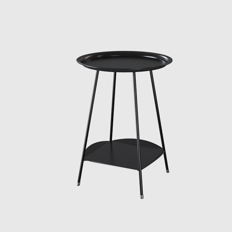 Double Tier Mid-Century Round 4 Legs Metal End Table with Storage