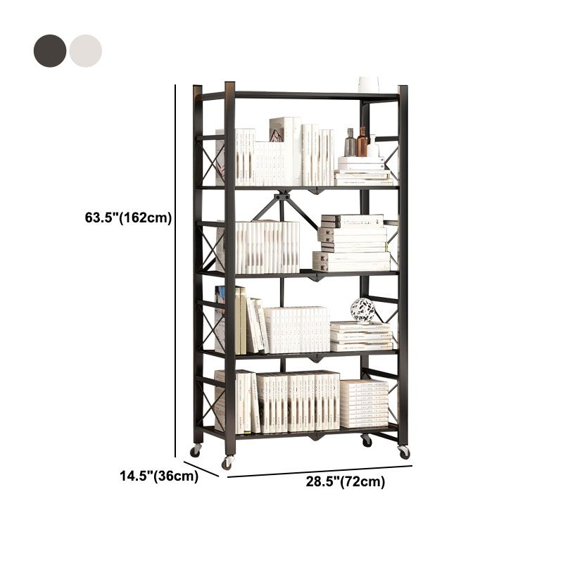 Modern Carbon Steel Bookcase with Folding Geometric Bookshelf for Any Room