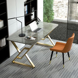 Moderner Büroschreibtisch Rechteckige Goldmetallbeine Schreibtisch für Zuhause und Büro