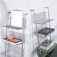 Closed Back Book Shelf Silver and White Bookcase with Shelves