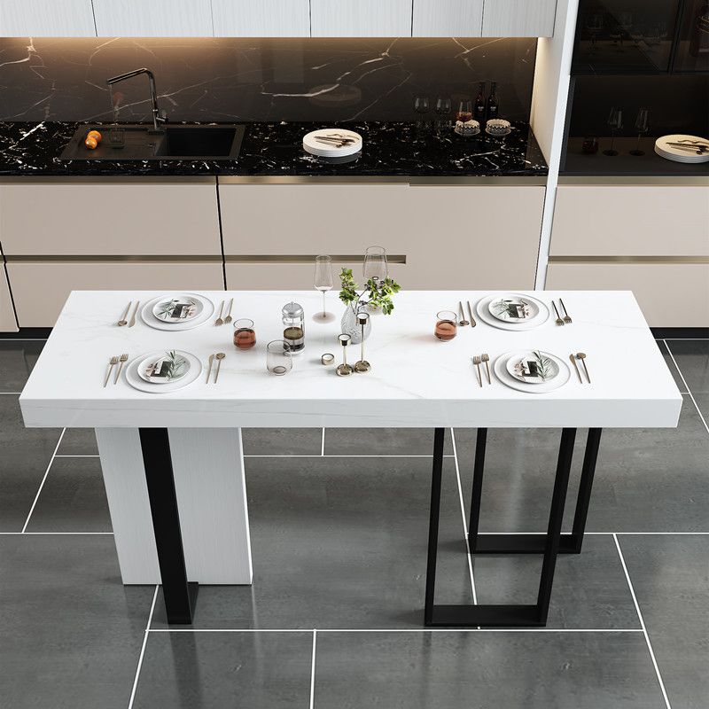 Mesa de bar rectangular Glam, mesa con pedestal doble de mármol para interiores