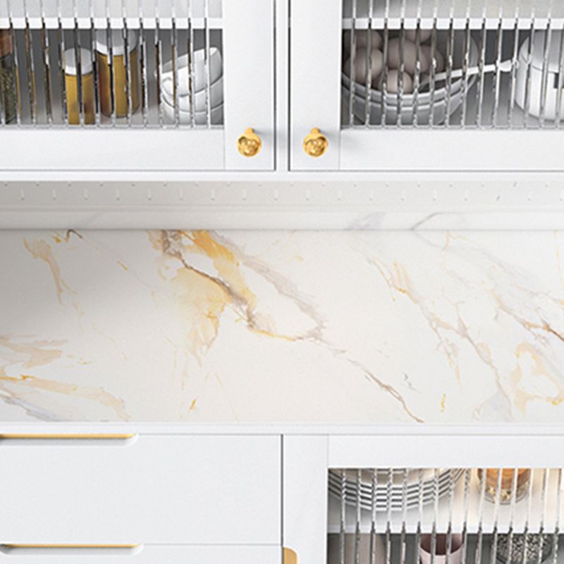 Buffet de comedor de piedra lateral de estilo glamorial con gabinetes y cajones