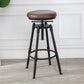 Industrial Metal Barstool Low Back Wood Footrest Adjustable Stool with Swivel
