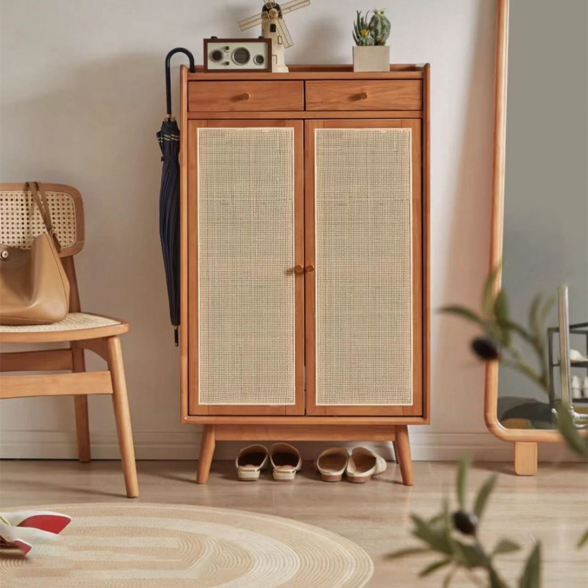 Mid-Century Modern Rectangle Storage Cabinet Natural Finish Accent Cabinet Clearhalo 'Cabinets & Chests' 'cabinets_chests' 'furn' 'furn_cabinets_chests' 'Furniture' 'Living Room Furniture' 1200x1200_2018f254-ea0e-4b30-84a2-fee5db22eb55