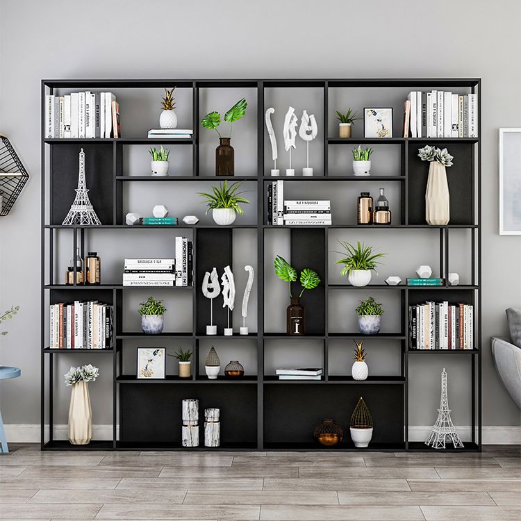 Metal and Wood Shelf Open Etagere Shelf Bookcase for Bedroom