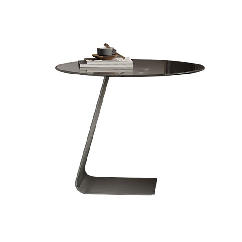 Tavolo di vetro rotondo a forma di forma C di metà secolo.