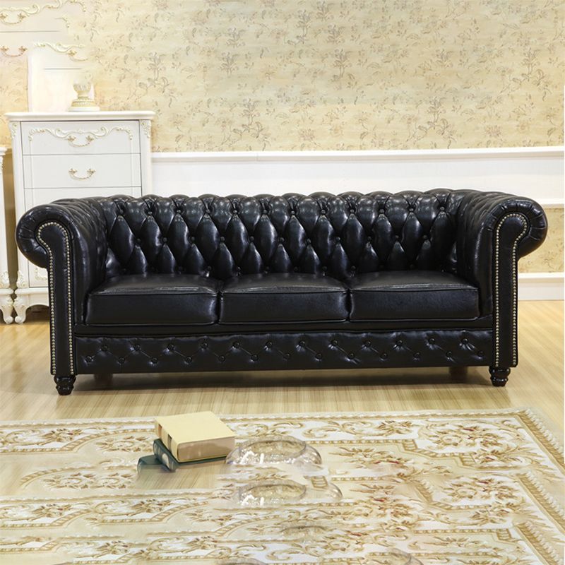 伝統的なリビングルームブラックタフトロールアーム標準座席