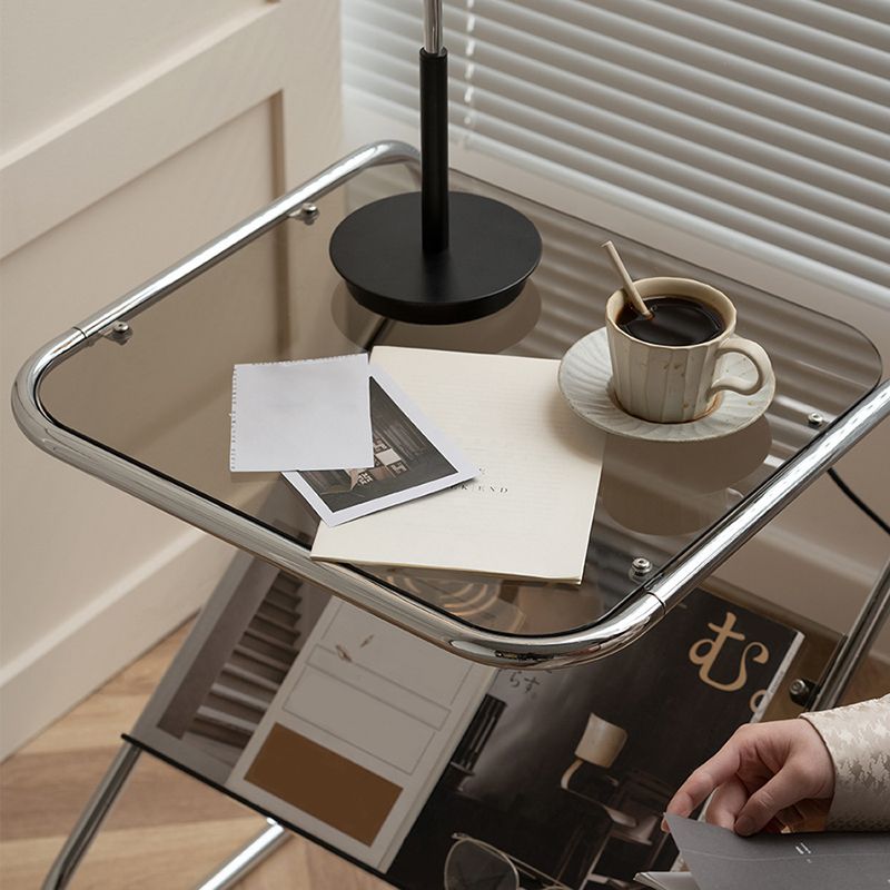 Tavolo da tavolo finale astratto in stile contemporaneo da 23,62 pollici in vetro laterale