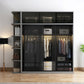 Schwarzer Kleiderschrank, zeitgenössischer Glas-Kleiderschrank für Zuhause