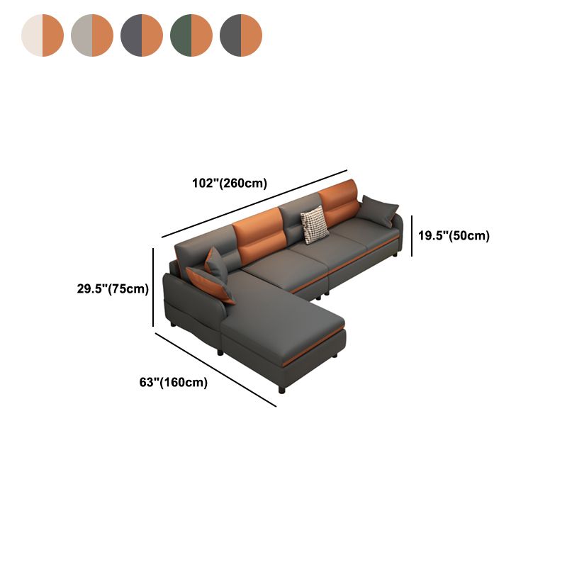 29.52 " H Faux Leather Square Arm Sofa & Chaise for Living Room Clearhalo 'furn' 'furn_sectionals' 'Furniture' 'Living Room Furniture' 'Sectionals' 1200x1200_201e444a-50cb-410c-95d1-25a05fed7f7d