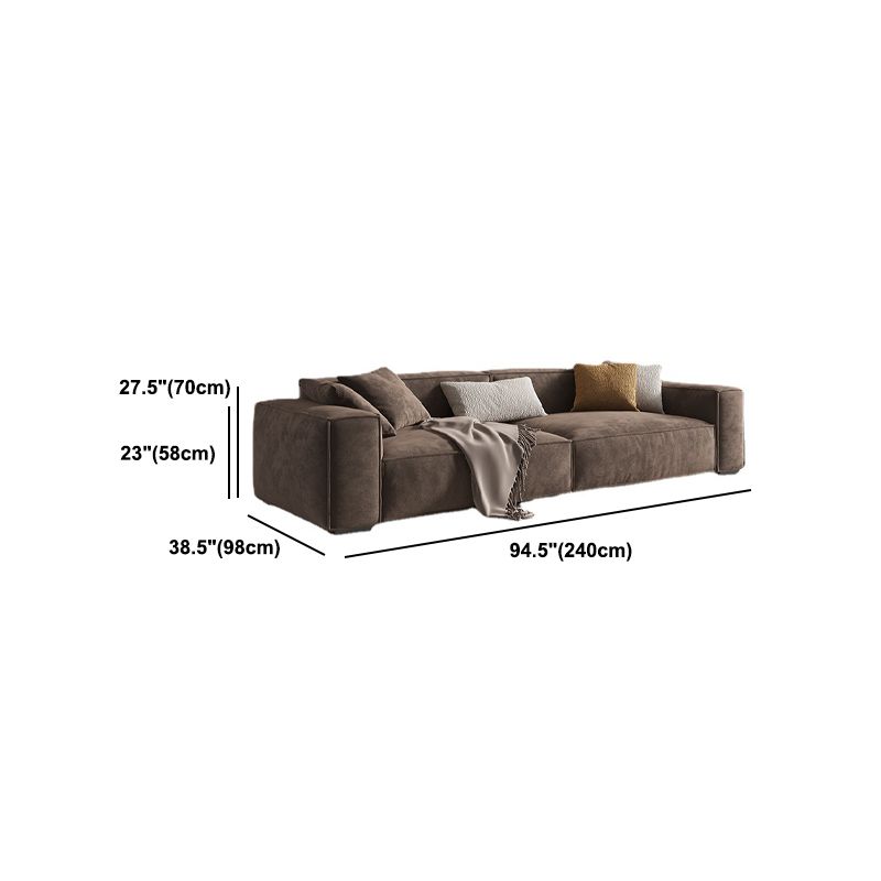 Brown Scandinavian Sectional/Sofa with Square Arm for Apartment