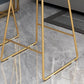 Glam Bar Stool and Table Set 1/2/3 Pcs Metal and Stone Pub Table with Upholstered Stools