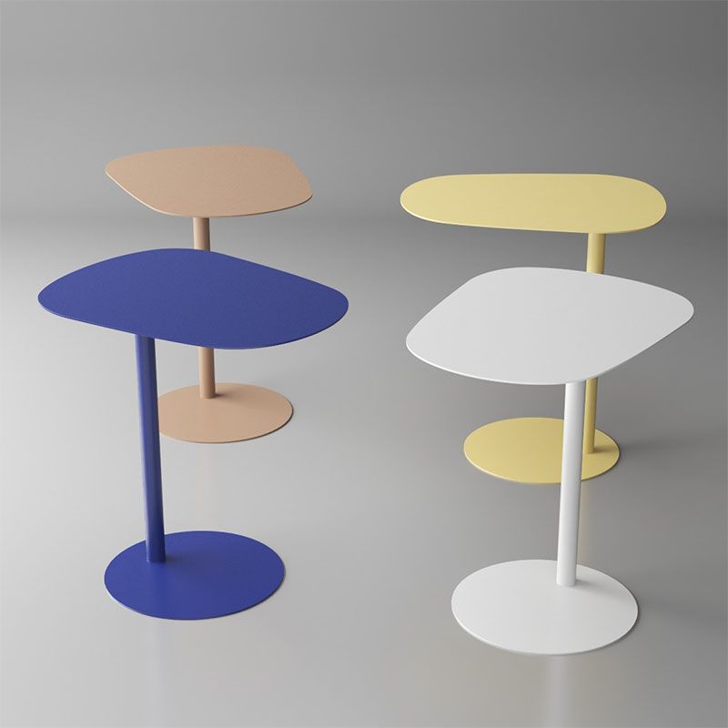 Rectangular Metal Table with Pedestal Base Base Medieval Modern Style Side Table