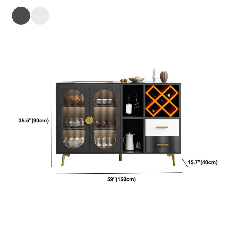 Sideboard di vetro moderni a tavolo a buffet con 2-cassetti e 2 porte