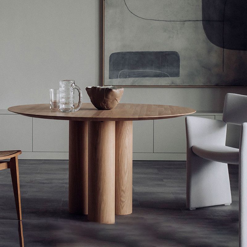 Round Dining Table Modern Wood Color Fixed Table of Pine Solid Wood Clearhalo 'Dining Tables & Seating' 'Dining Tables' 'dining_table' 'furn' 'furn_dining_table' 'Furniture' 'Kitchen & Dining Furniture' 1200x1200_2028bf48-564d-4f69-91ed-98e4f3498e5e