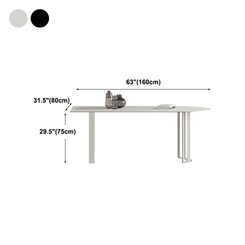 Modern Style Dining Table White Top Sintered Stone Table for Home Clearhalo 'Dining Tables & Seating' 'Dining Tables' 'dining_table' 'furn' 'furn_dining_table' 'Furniture' 'Kitchen & Dining Furniture' 1200x1200_2029db9f-8940-493f-a9f2-ef7ce7fc19e2