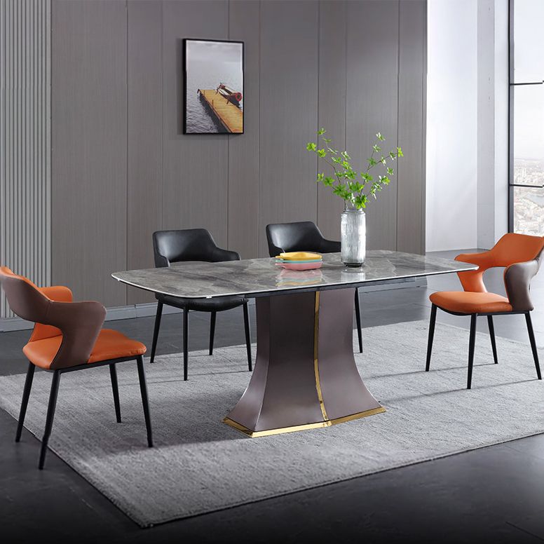 Modern Gray Sintered Stone Dining Table Set 1/2/5/7 Pieces Dining Set Clearhalo 'Dining Room Sets' 'Dining Tables & Seating' 'dining_room_set' 'furn' 'furn_dining_room_set' 'Furniture' 'Kitchen & Dining Furniture' 1200x1200_2029faad-7324-4628-8652-cff086da865b