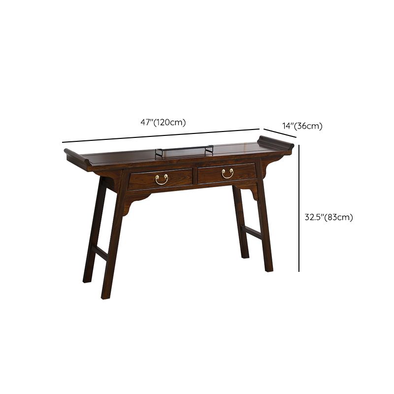 Rectangle Contemporary Console Table Dark Brown Elm Console Sofa Table