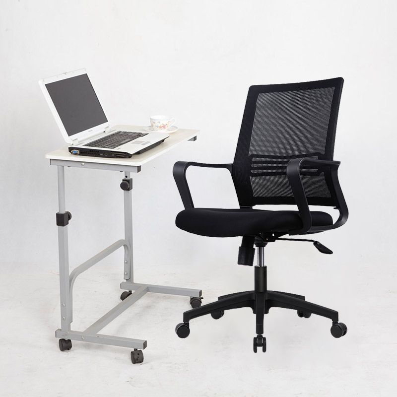 コンテンポラリーファブリックスイベルチェアハイバックアームオフィスチェアブラック