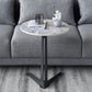 1 Single Round Pedestal Slate Coffee Table for Living Room with Steel Legs